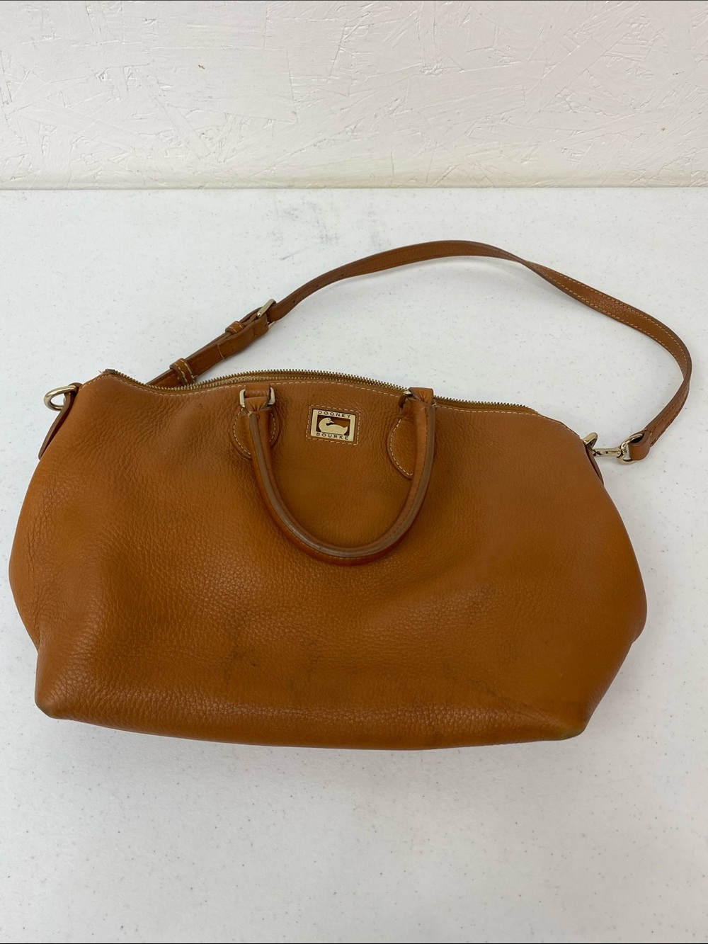 Dooney & Bourke Brown Leather Shoulder Satchel worn